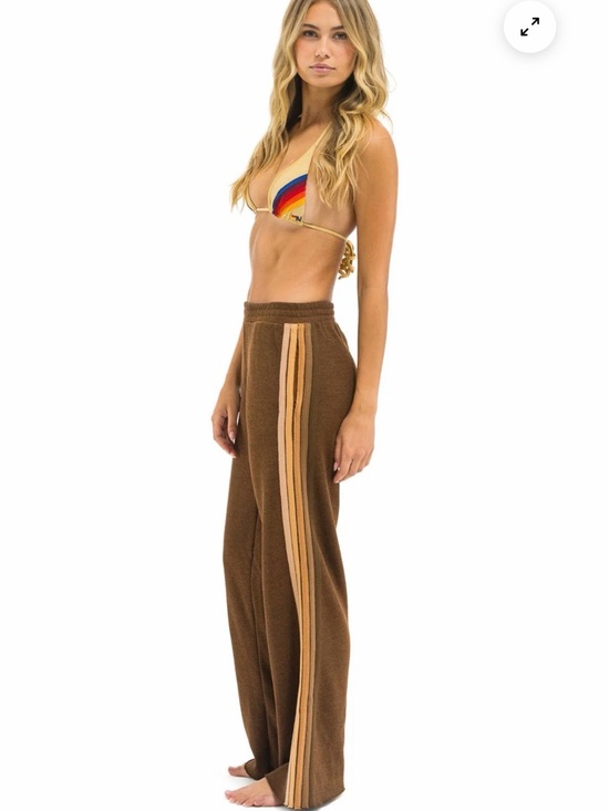 Aviator Nation Pants - 5 STRIPE WIDE LEG POCKET SWEATPANTS - CHOCOLATE // ESPRESSO Large $165 Retail